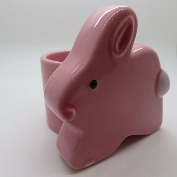 Ceramic Pink Bunny Rabbit Cotton Tail Planter Vase Tiny Small Size Garden Charm - Picture 9 of 10